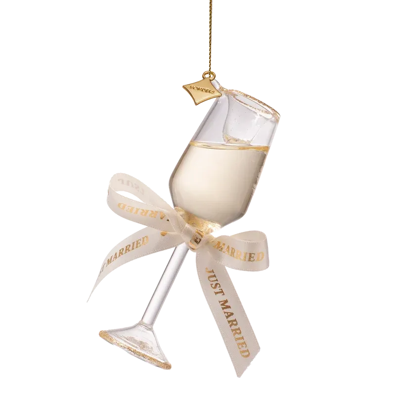 Vondels Champagneglas Bruiloft Kerstornament 13 cm
