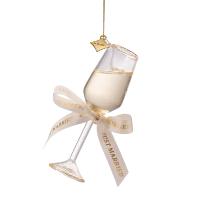 Vondels Champagneglas Bruiloft Kerstbal 13 cm
