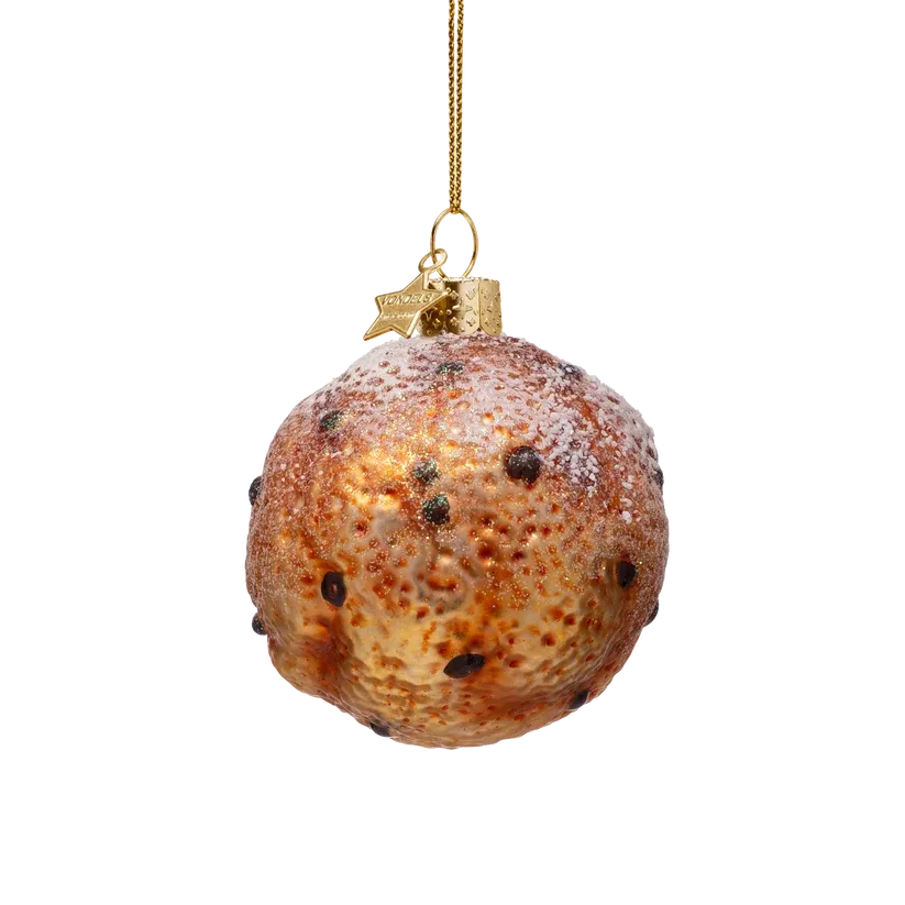 Vondels Oliebol Kerstornament 7 cm – Glazen Kersthanger