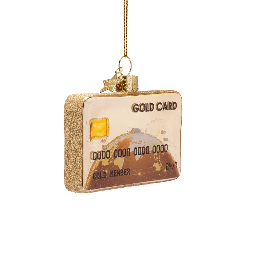 Vondels Creditcard Kerstornament Goud 6,5 cm