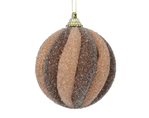 Kerstbal Espresso Caramel Bruin met Glitters Ø8 cm – Foam