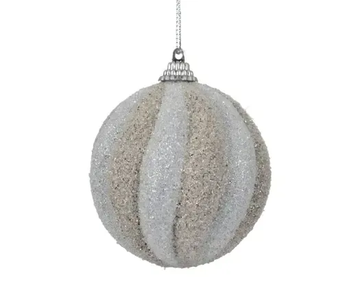 Kerstbal Silver Smokey Pearl met Glitters – Foam