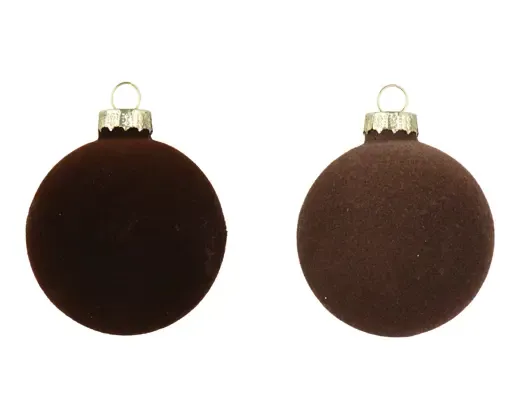Velvet Kerstbal Bruin Mix Ø15 cm – 2 Kleuren Assorti