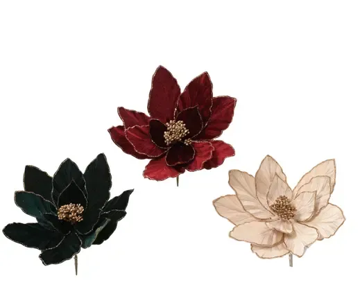 Velvet Kerstster op Clip Ø28 cm – Donkergroen, Bordeaux &amp; Beige