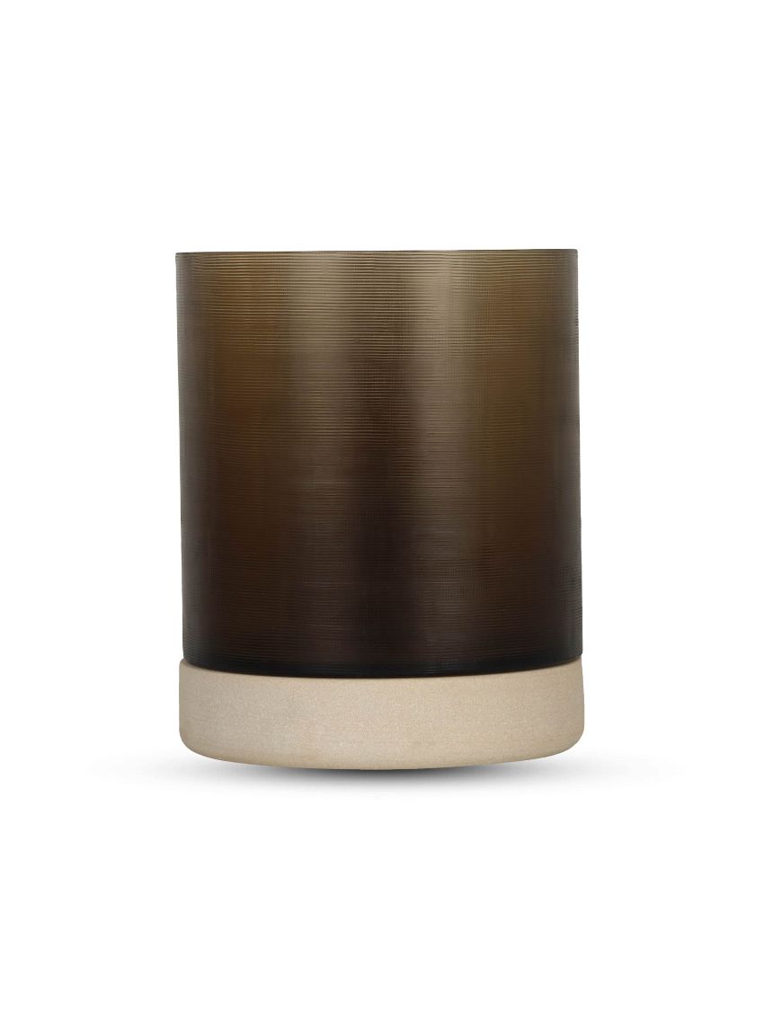 Bombyxx Realgar Small Dark Smoke – Glazen Windlicht Ø20 x H24 cm