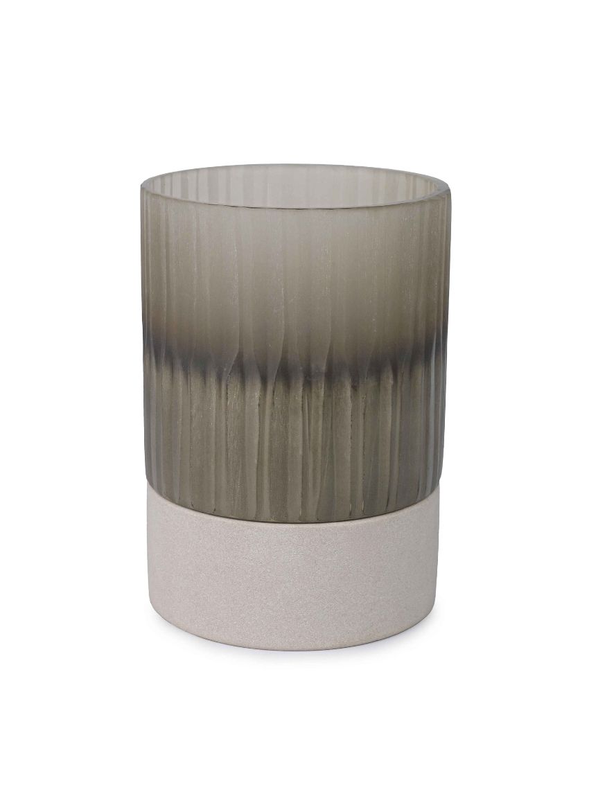 Bombyxx Oberina Large Smoke Taupe – Glazen Windlicht Ø12 x H18 cm