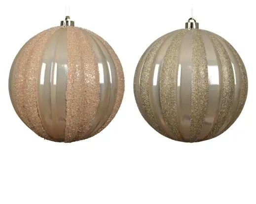 Kerstbal Parel met Glitterstrepen Ø20 cm – Assorti