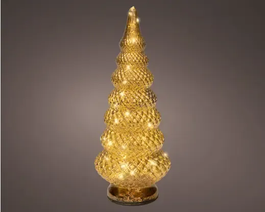 Micro LED Kerstboom van Glas Goud Ø15 x 36,5 cm – Warm Wit Licht