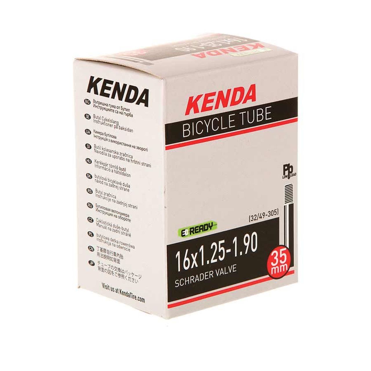 Kenda, Schrader, Tube, Schrader, Length: 35mm, 16&#39;&#39;, 1.25-1.90