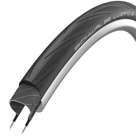 Schwalbe Lugano ll EnduranceTire 700 x 25C (25-622) Black, Reinforced Tread, Silica, Wire