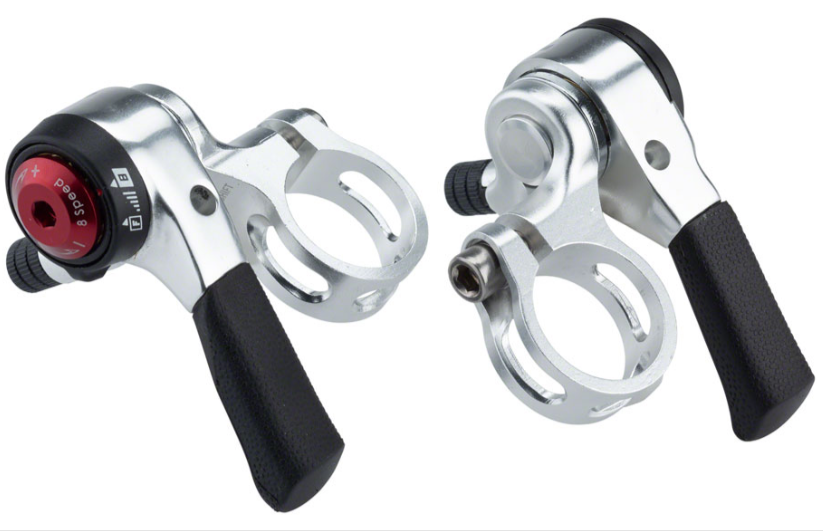 MicroSHIFT Thumb Shifter Set, 8-Speed, Double/Triple, Shimano Compatible, Black