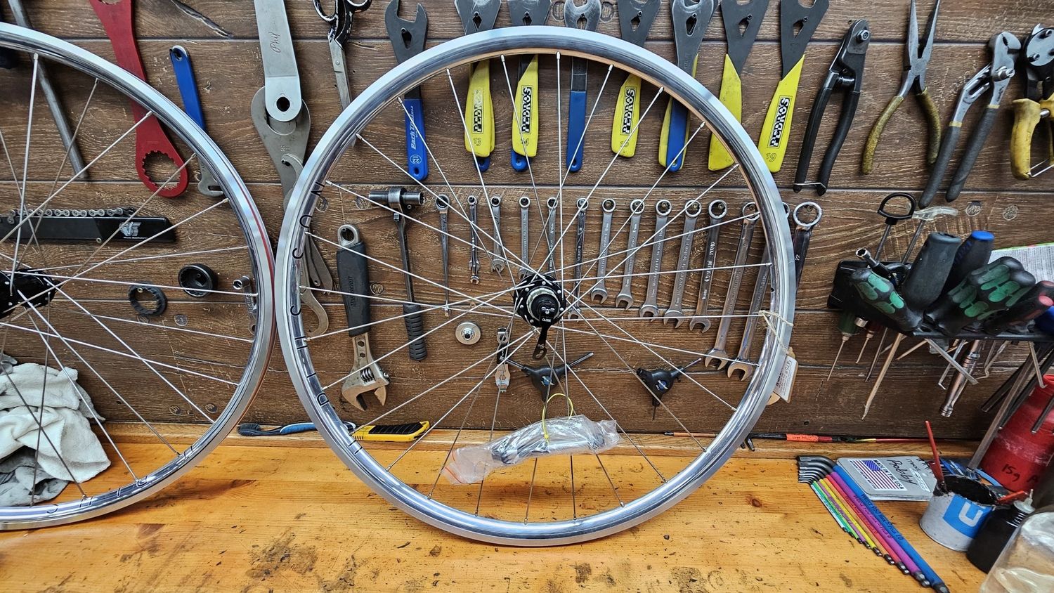 Rear Wheel 700c 28h, H Plus Son High Polish Rim / All City Go-Devil Hub