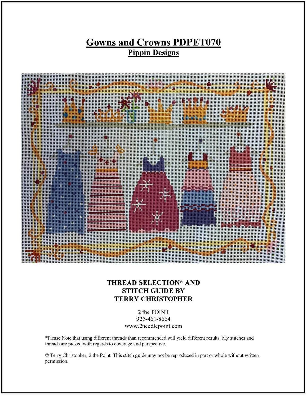 Pippin Designs, Gowns & Crowns Stitch Guide PDPET070