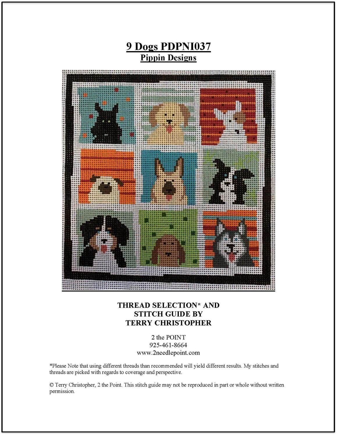 Pippin Designs, 9 Dogs Stitch Guide PDPNI037