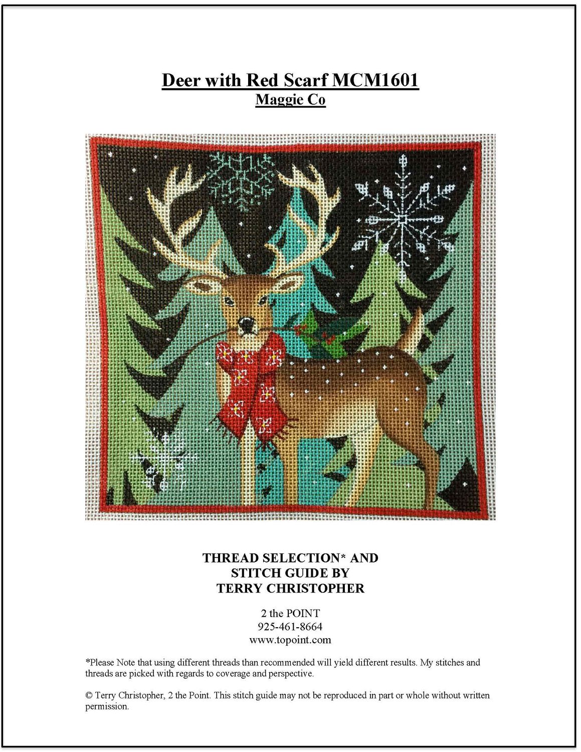 Maggie Co, Deer with Red Scarf Stitch Guide, MCM1601