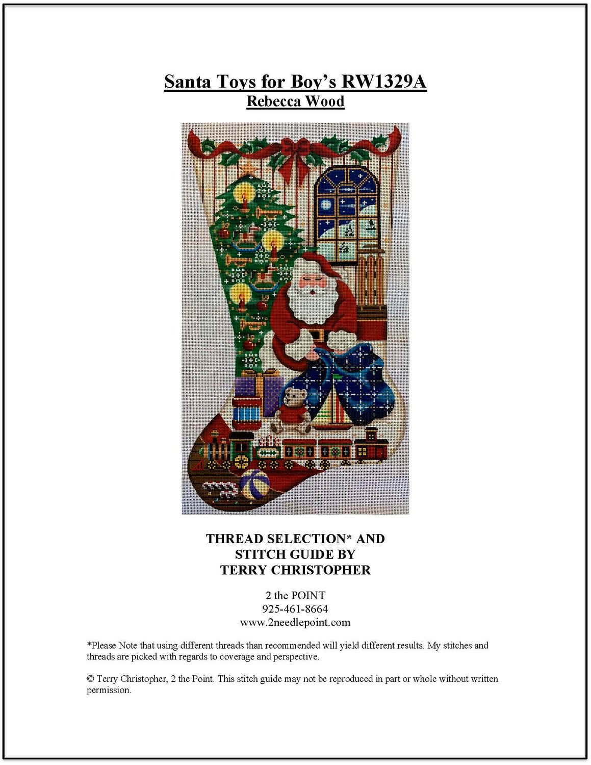 Rebecca Wood, Santa&#39;s Toys with Train Stocking Stitch Guide, Left RW1329A