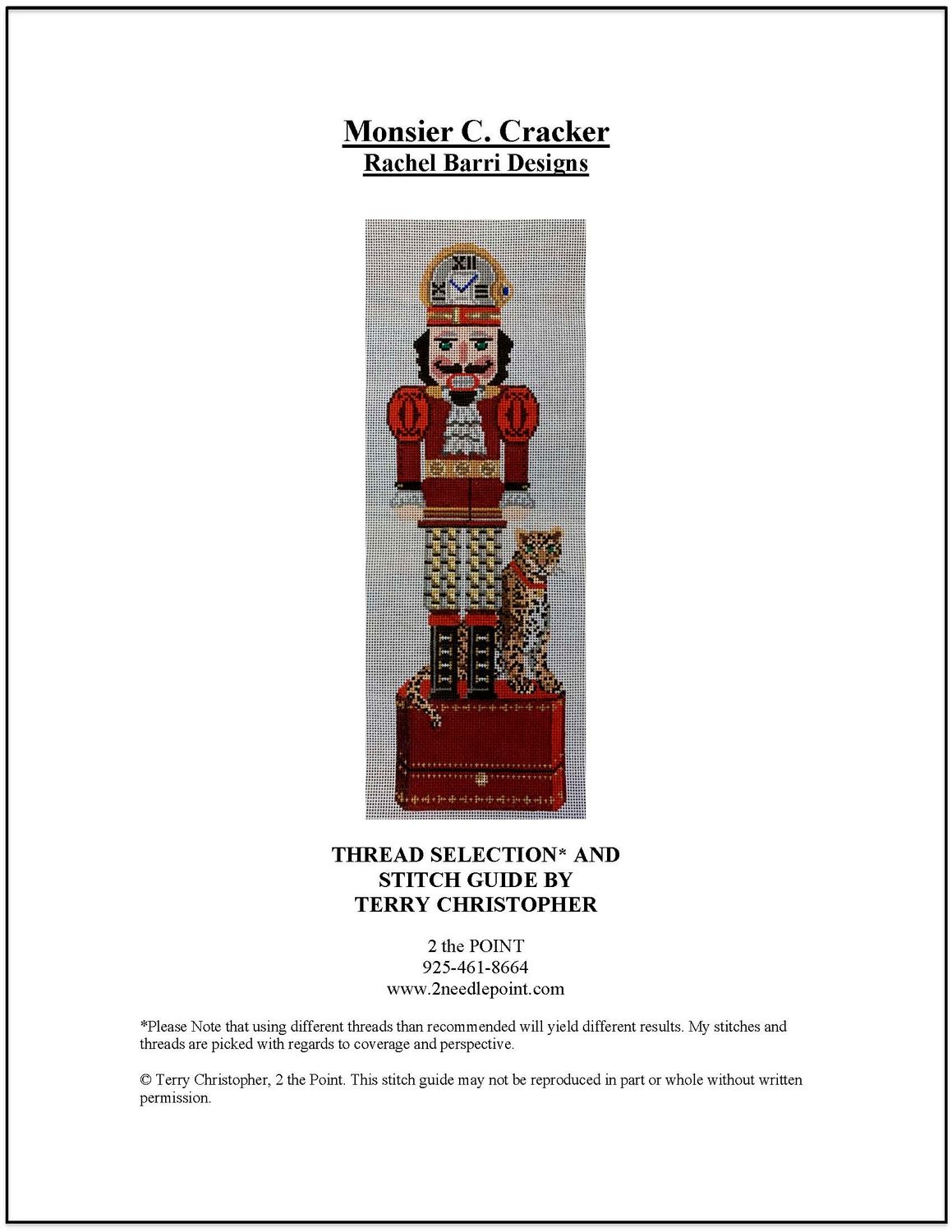 Rachel Barri Designs, Monsier Cracker Stitch Guide
