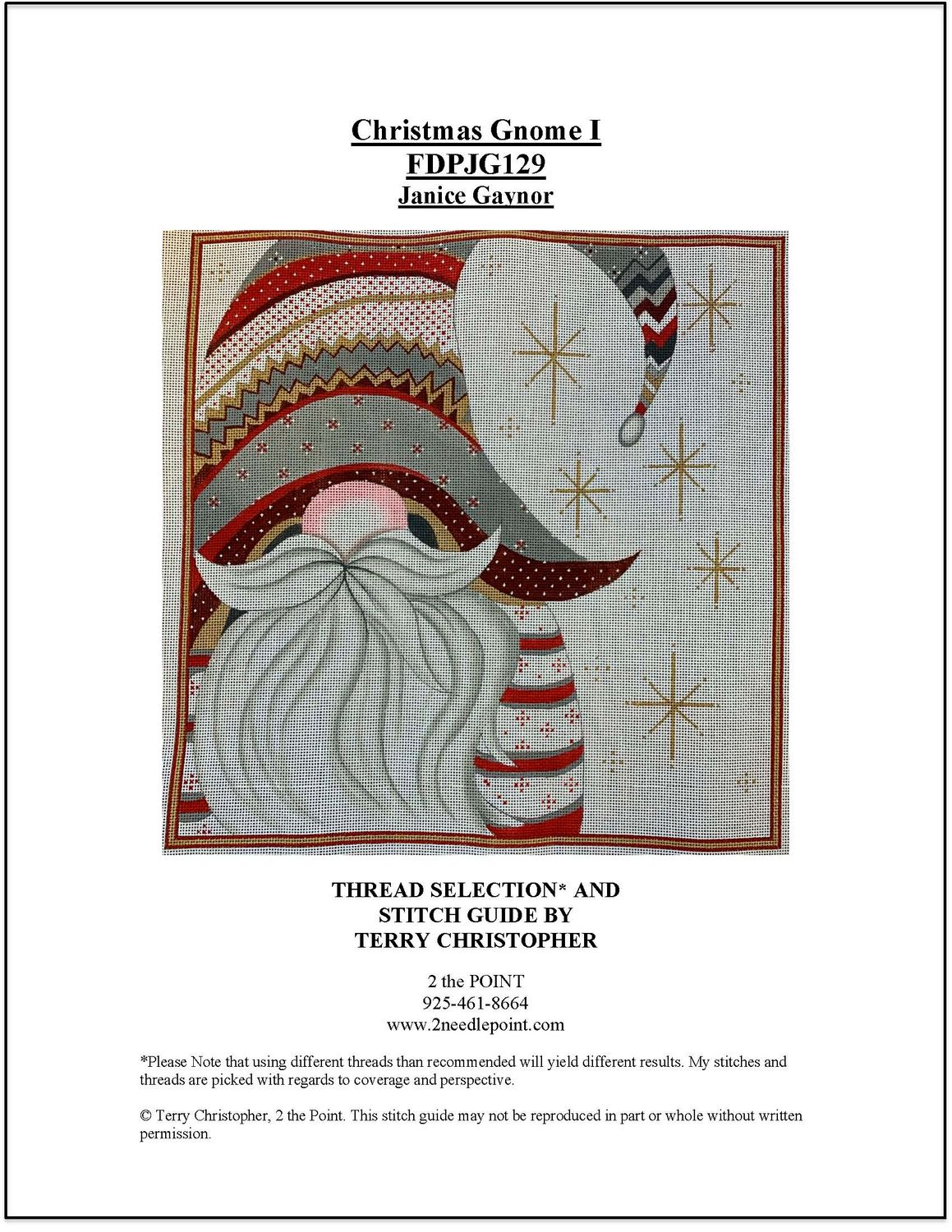Janice Gaynor, Christmas Gnome I Stitch Guide FDJG129