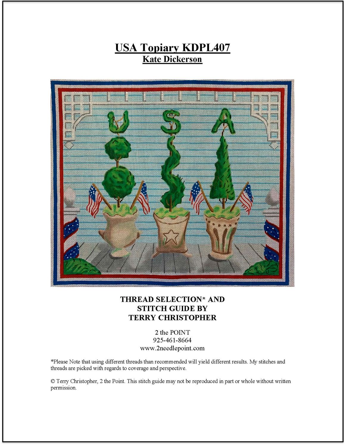 Kate Dickerson, USA Topiaries Stitch Guide, KDPL-407
