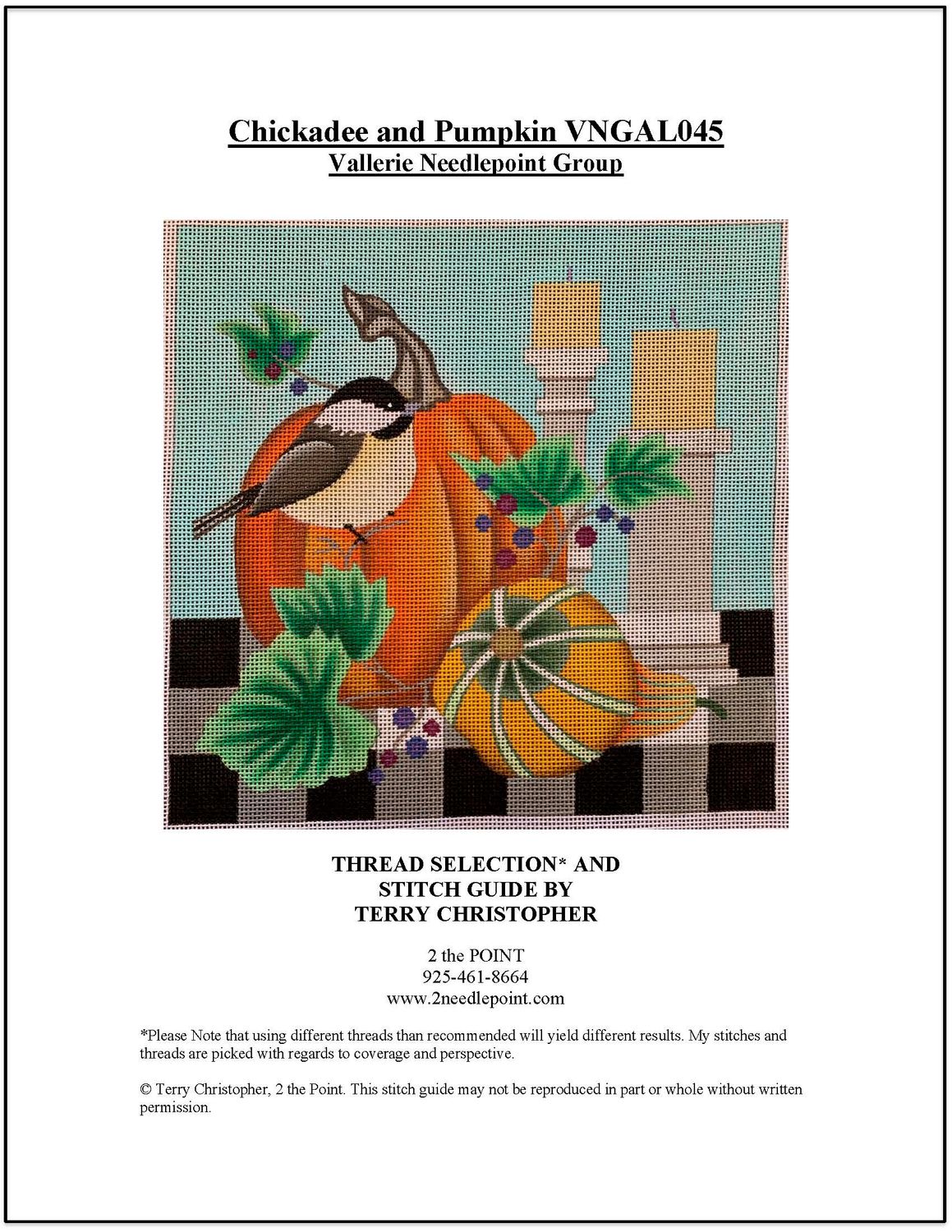 Vallerie Needlepoint Group, Chickadee &amp; Pumpkin Stitch Guide VNGSV5004AL045