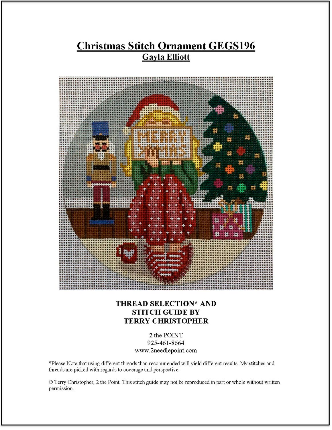 Gayla Elliott, Christmas Stitching Ornament Stitch Guide GEGS196