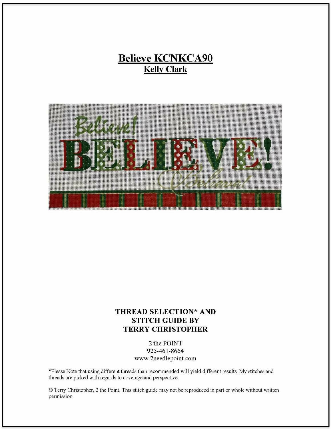 Kelly Clark, Believe Stitch Guide KCKCA90