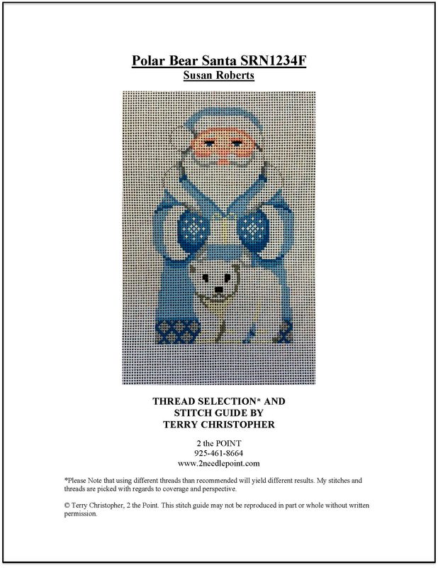 Susan Roberts Needlepoint, Polar Bear Santa Stitch Guide SRN1234F