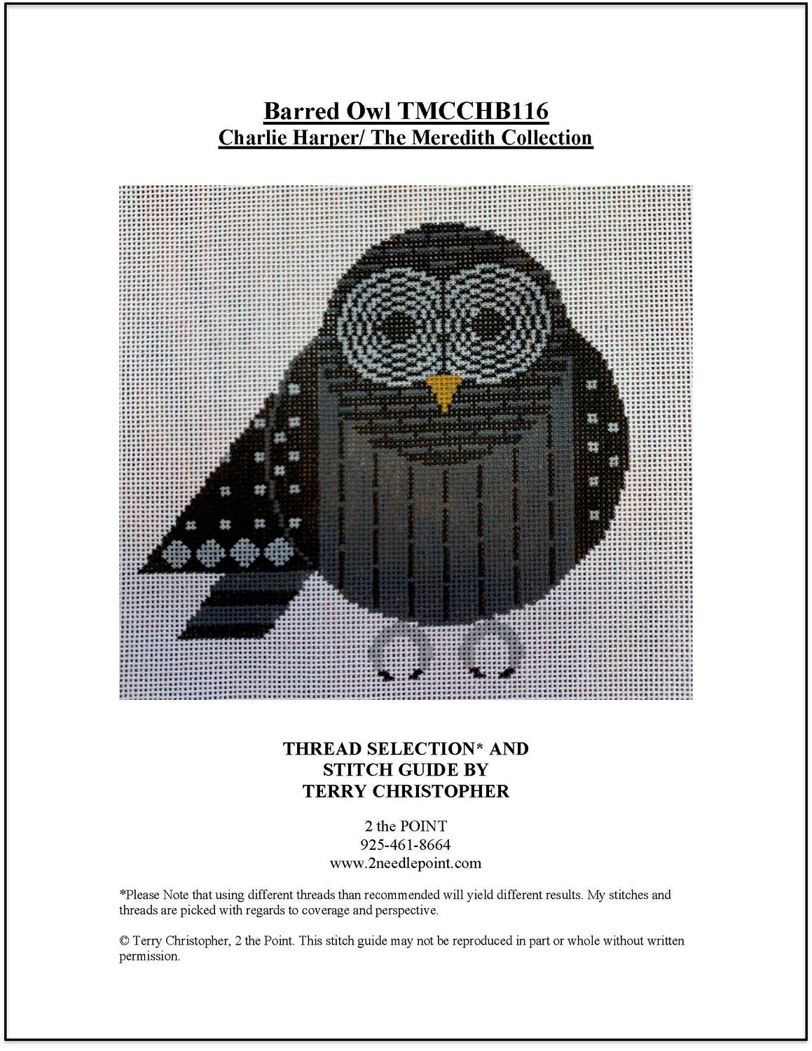 Charlie Harper/Meredith Collection, Barred Owl Stitch Guide TMCCHB116