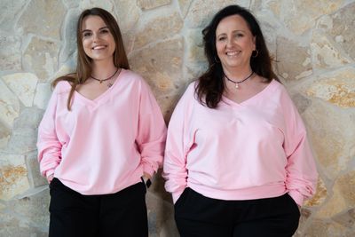 BLUZA Oversize V-NECK    Różowa