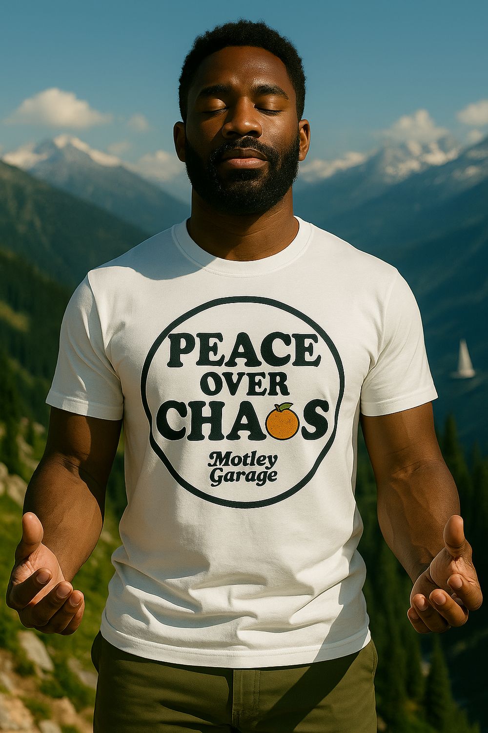 Peace Over Chaos Men&#39;s White Short-sleeve Tee