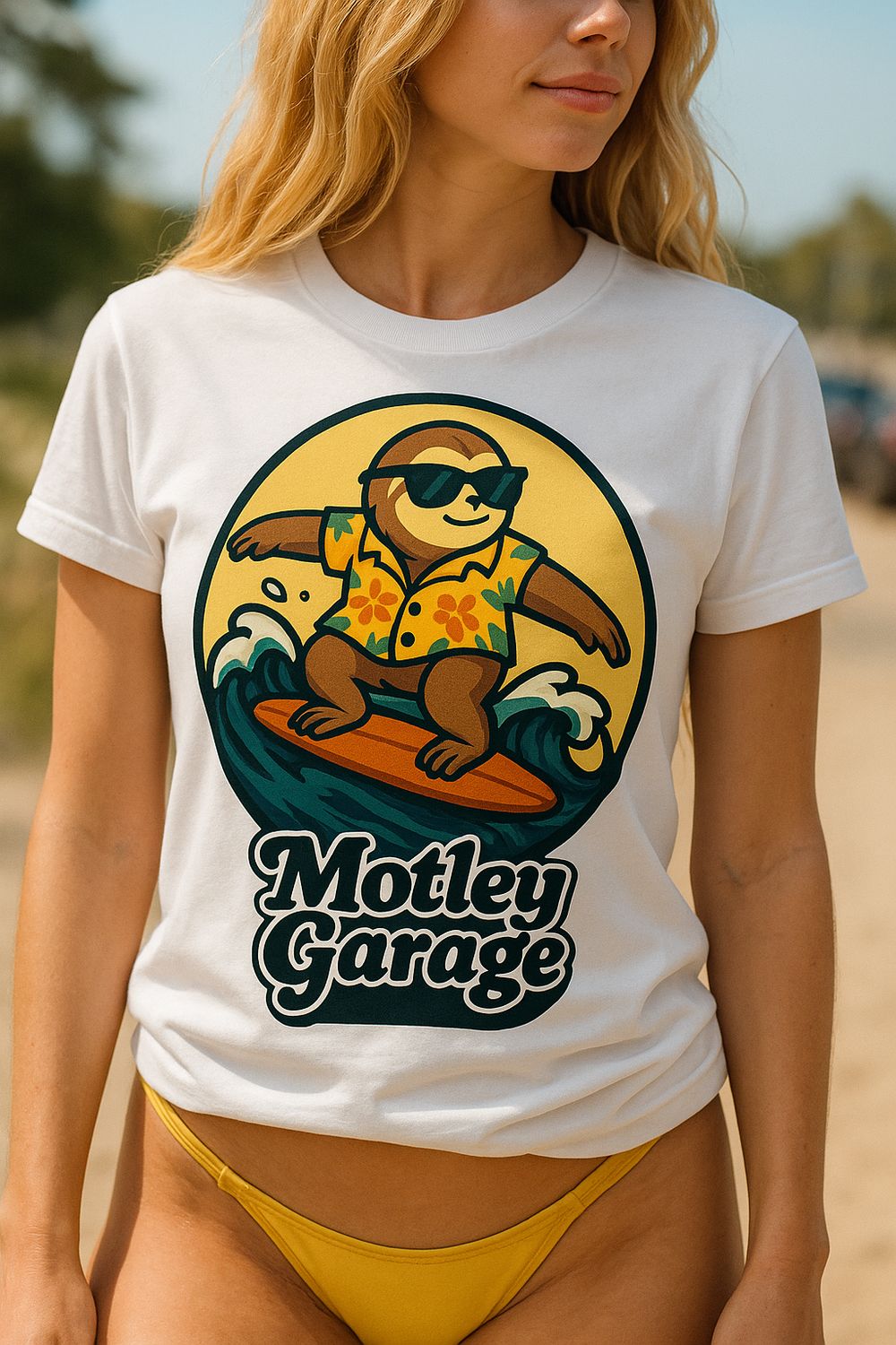 Sufer Sloth - Women&#39;s (White) Short-sleeve Tee