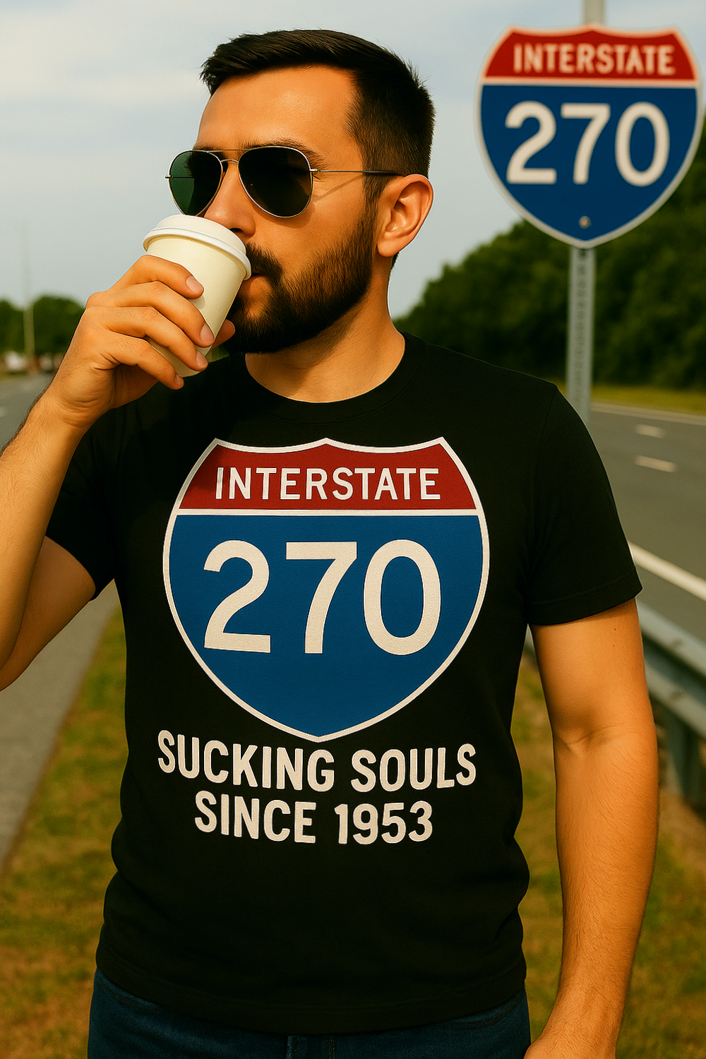 I270 T-Shirt; Men&#39;s Black Short-sleeve