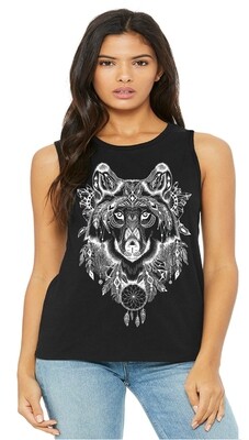 NATIVE WOLF DREAM CATCHER LADIES TOP  FREE SHIPPING