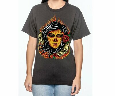Flaming Day Of The Dead Ladies Top