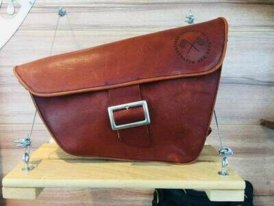 Brown Genuine Cow Leather Saddle Bag Vintage Style for "Cafe Racer & Custom" motorcycles - Right side