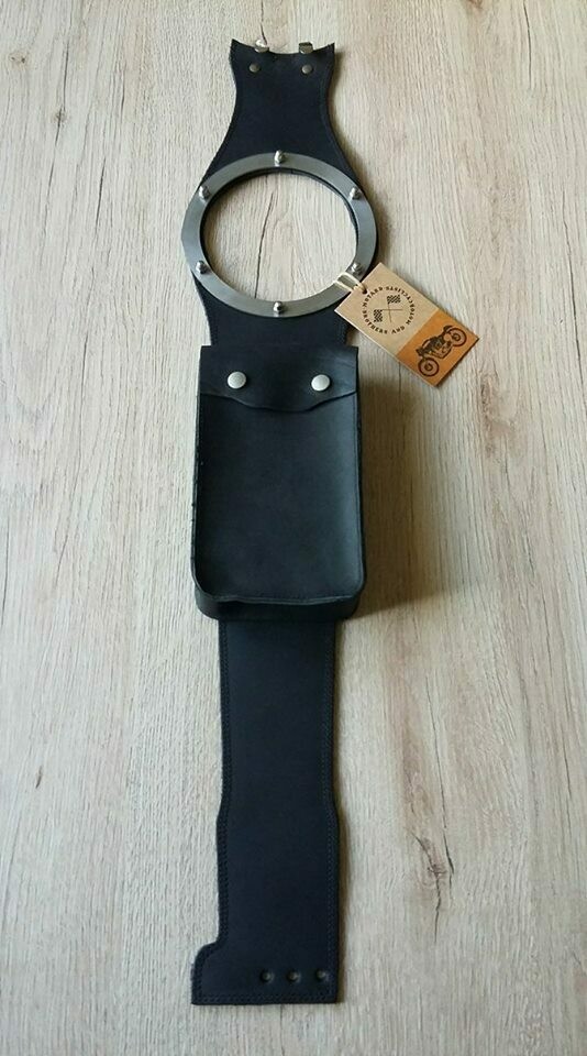 BMW Nine T 1200 Black Genuine Cow Leather Strap for Fuel Tank &quot;Cafe Racer&quot; Style