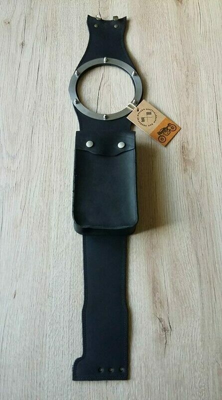 BMW Nine T 1200 Black Genuine Cow Leather Strap for Fuel Tank &quot;Cafe Racer&quot; Style