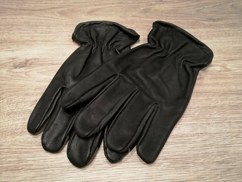 Black Genuine Cow Leather Gloves Handmade Vintage Style for &quot;Cafe Racer and Custom&quot;