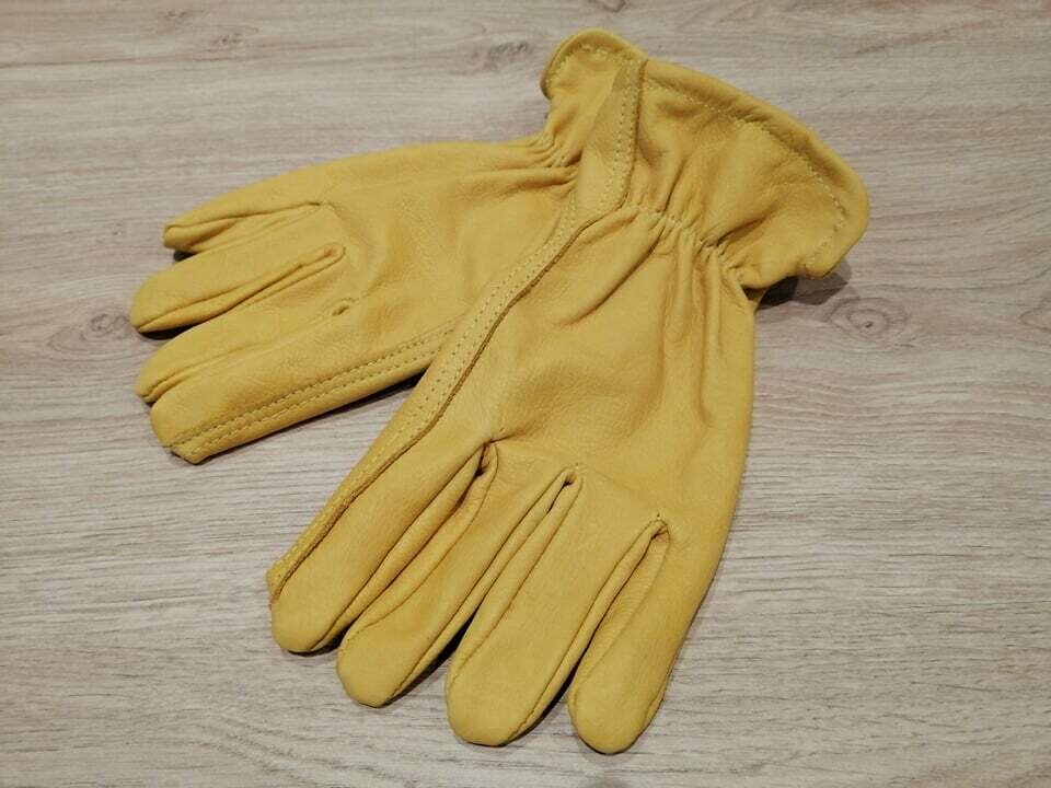 Yellow Genuine Cow Leather Gloves Handmade Vintage Style for &quot;Cafe Racer and Custom&quot;