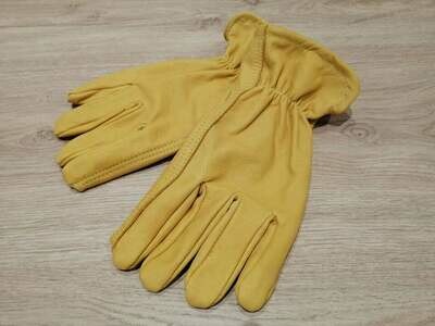 Yellow Genuine Cow Leather Gloves Handmade Vintage Style for "Cafe Racer and Custom"