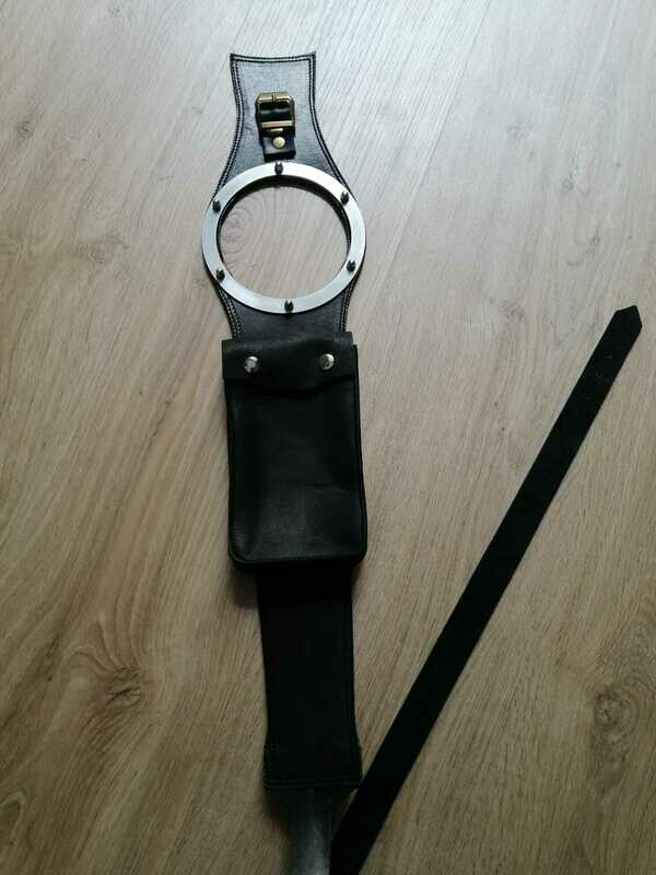 BMW R100 / 90 / 80 / 75 / 60 Black Genuine Cow Leather Strap for Fuel Tank &quot;Cafe Racer&quot; Vintage Style