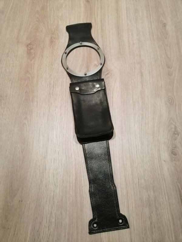DUCATI SCRAMBLER 400 / 800 Black Genuine Cow Leather Strap for Fuel Tank &quot;Cafe Racer&quot; Style