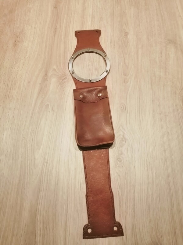 DUCATI SCRAMBLER 400 / 800 Brown Genuine Cow Leather Strap for Fuel Tank &quot;Cafe Racer&quot; Style