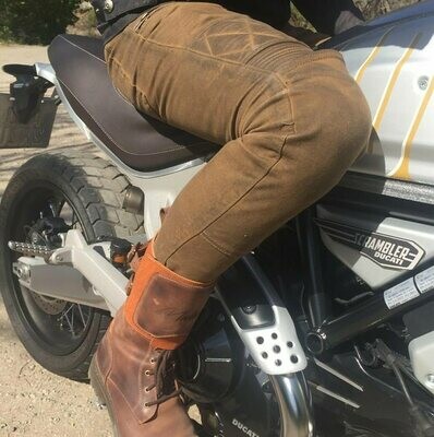 Men Atacama urban pants for riding a motorcycle "Camel Greased effect" color Cafe Racer Style - Size XL