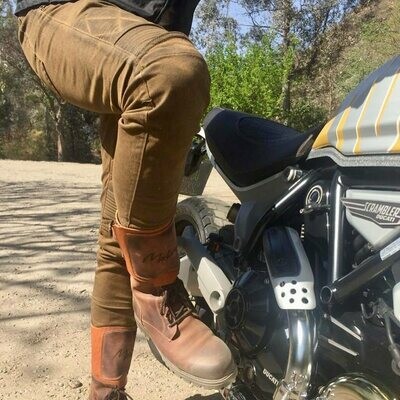 Men Atacama urban pants for riding a motorcycle "Camel Greased effect" color Cafe Racer Style - Size XXL