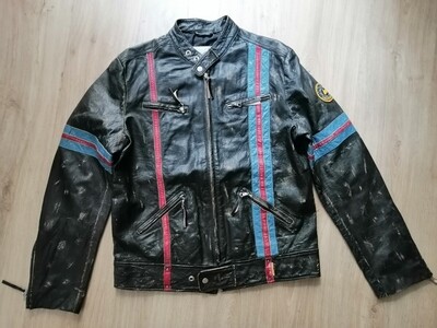 SECOND HAND Vintage leather jacket Bultaco brand Cafe Racer edition size L for man