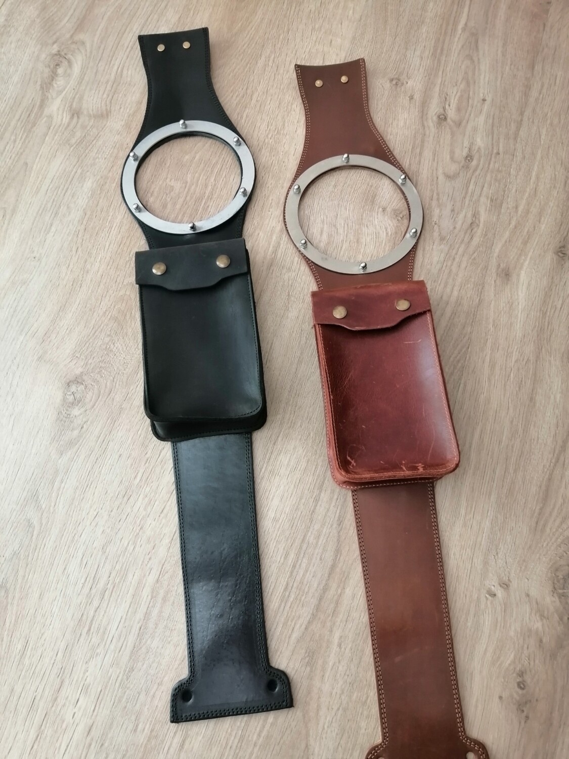 ROYAL ENFIELD CONTINENTAL GT 650 Black / Oxide Brown Genuine Cow Leather  Strap for Fuel Tank Cafe Racer Style