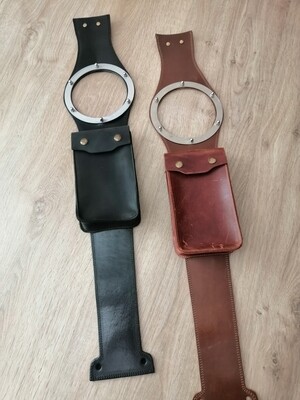ROYAL ENFIELD CONTINENTAL GT 650 Black / Oxide Brown Genuine Cow Leather Strap for Fuel Tank "Cafe Racer" Style