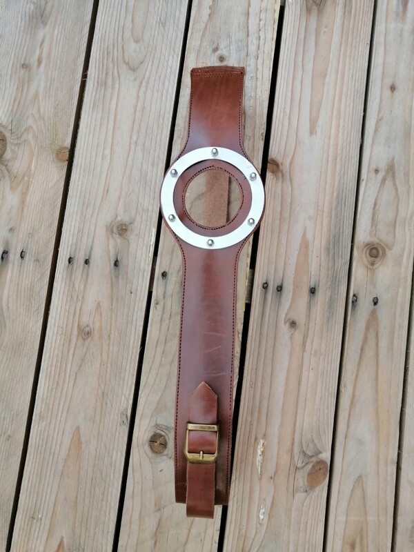 Harley Davidson Sportster Brown Genuine Cow Leather Strap for Fuel Tank &quot;Cafe Racer&quot; Vintage Style