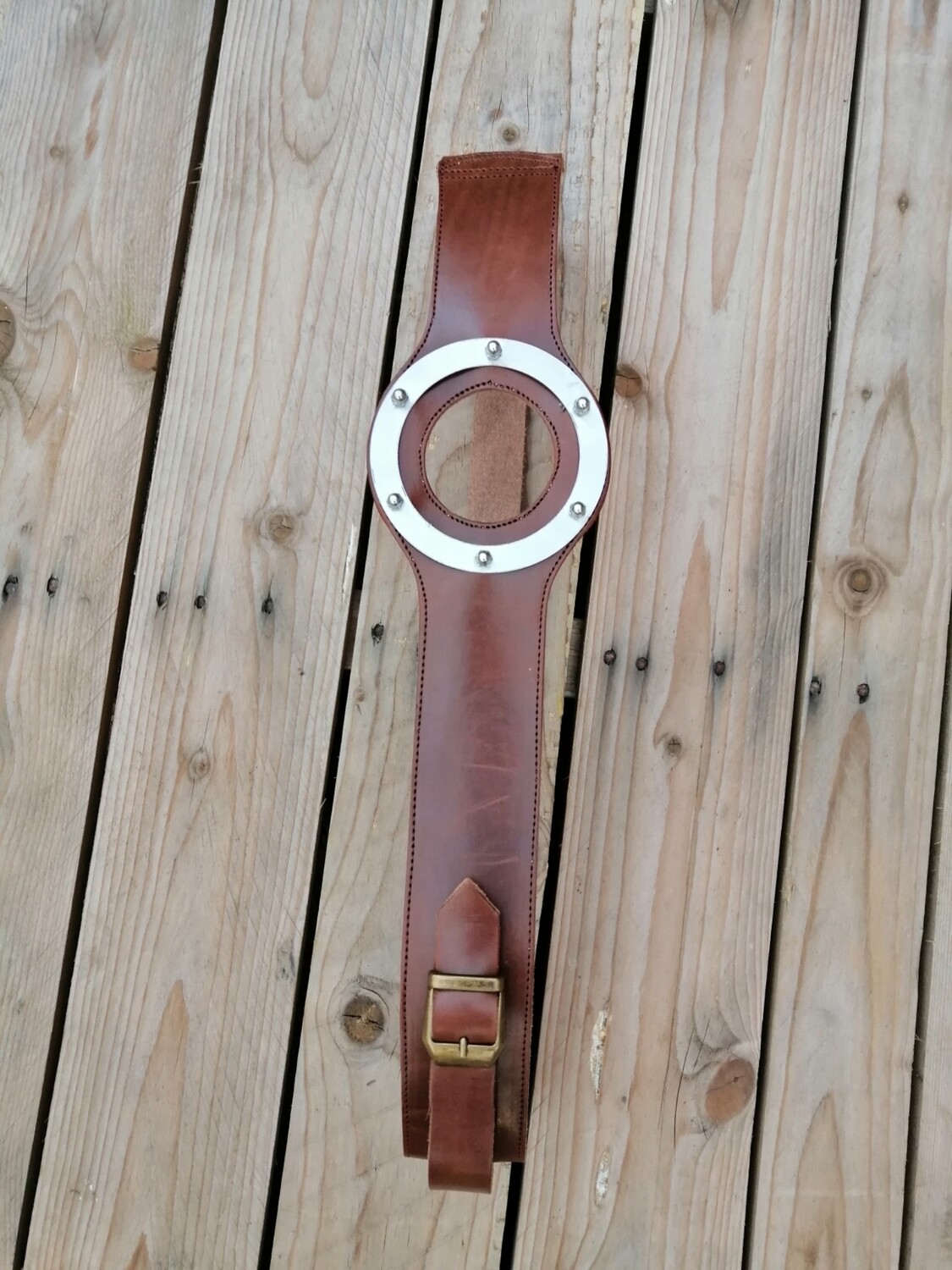 Harley Davidson Sportster Brown Genuine Cow Leather Strap for Fuel Tank &quot;Cafe Racer&quot; Vintage Style